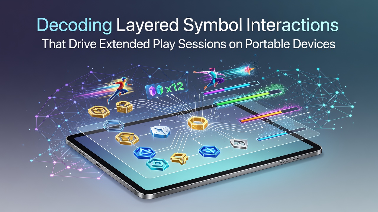 Layered symbols appearing on a mobile slot interface during an active game session