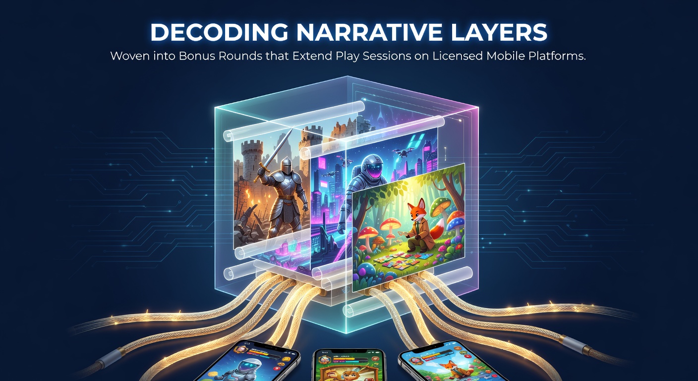 Mobile slot interface showing layered bonus round with narrative progression and character elements on a licensed platform