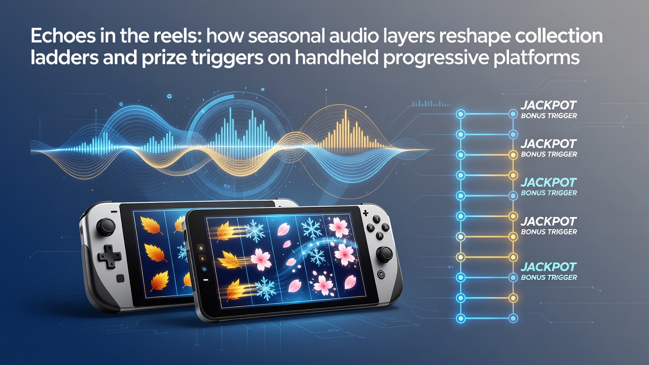 Seasonal audio layers integrated into collection ladder interfaces on progressive mobile slot platforms