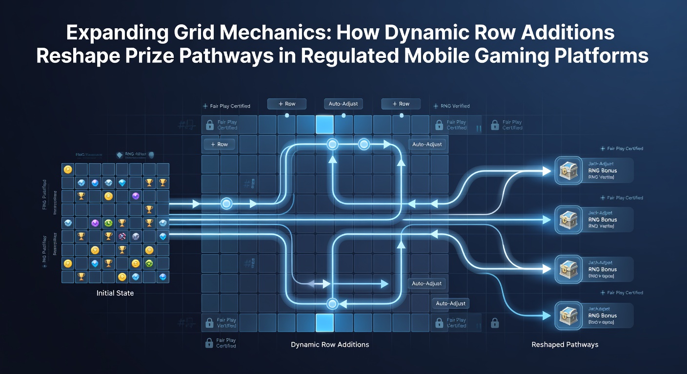 Dynamic grid expansion in mobile slot gameplay showing added rows and new symbol pathways