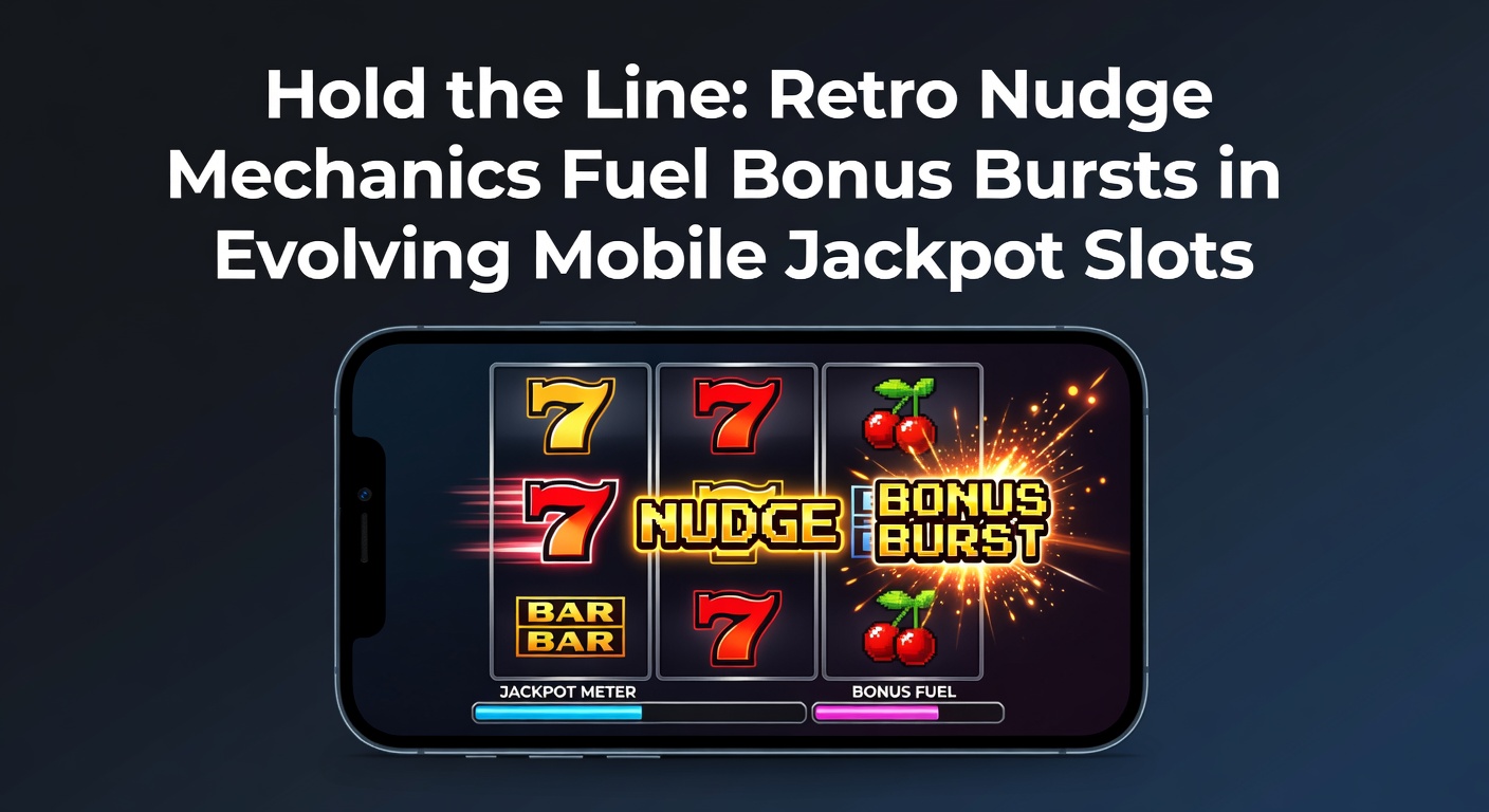 Vibrant mobile slot screen showing retro nudge reels with jackpot counters ticking upward amid flashing bonus lights