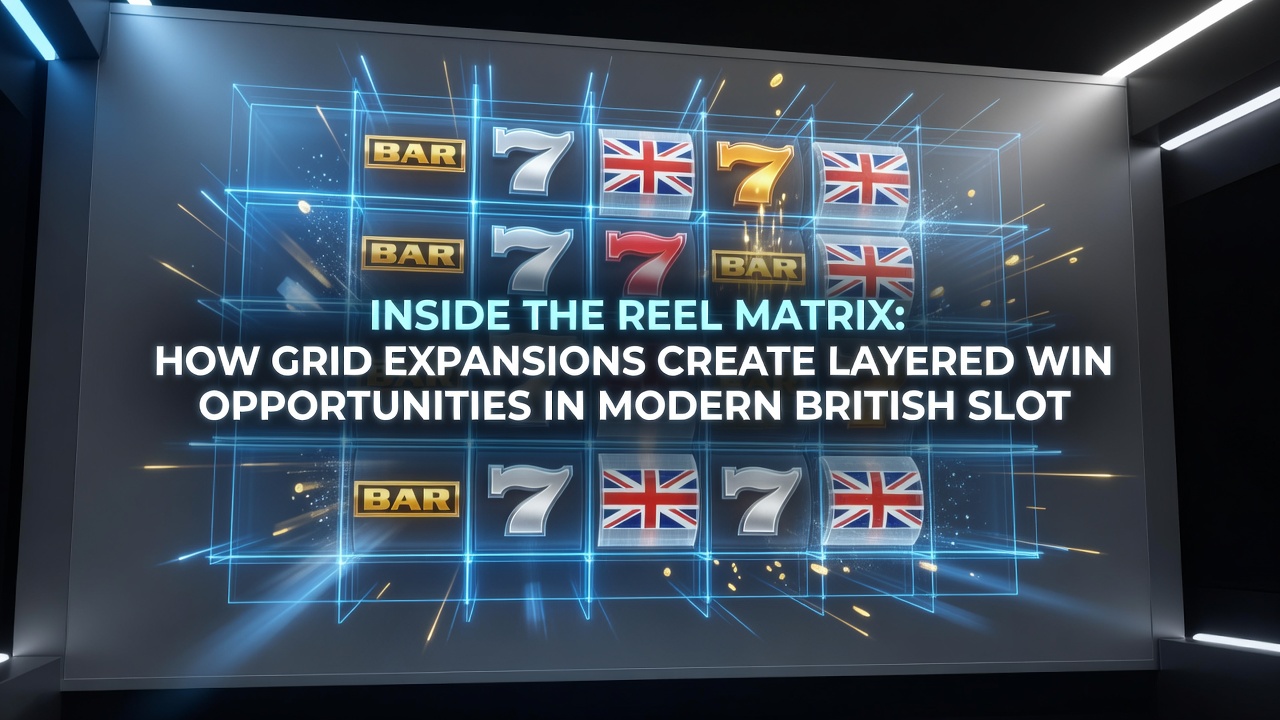 Animated sequence illustrating grid expansion stages with highlighted winning paths and layered symbol positions on a modern slot interface