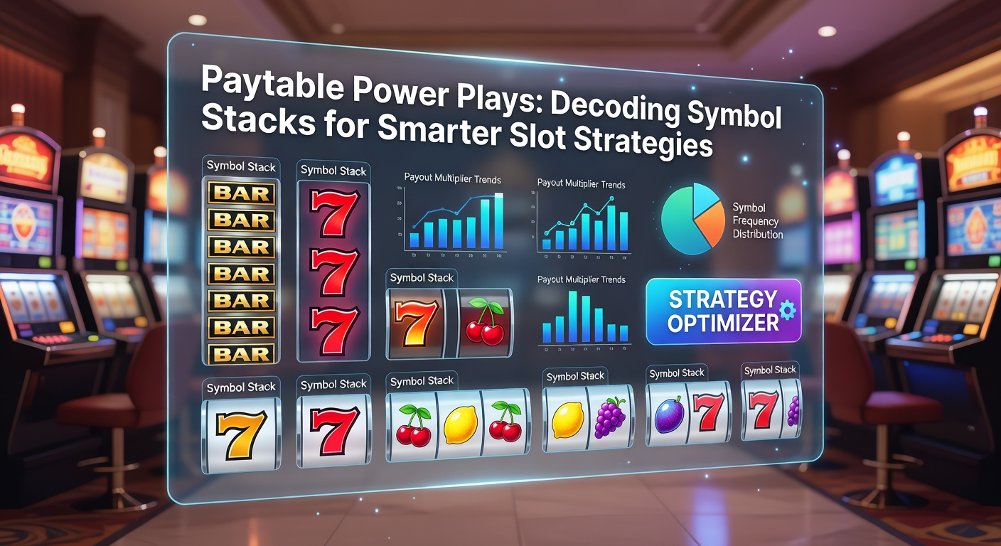 Vibrant slot reels showcasing towering stacks of premium symbols aligning for a massive payout, with paytable overlay highlighting key combos