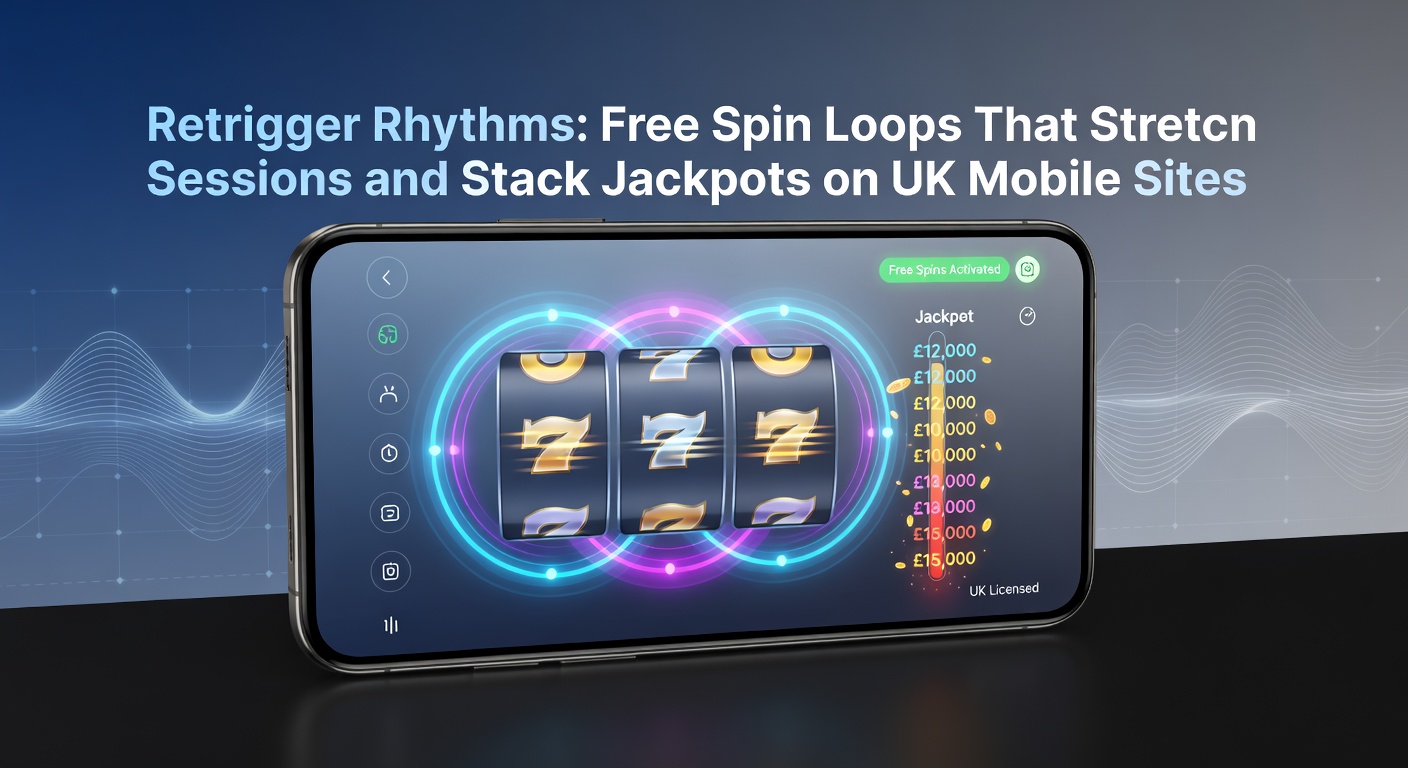 Vibrant slot screen showing cascading free spins with retrigger symbols lighting up, multipliers stacking in a mobile interface