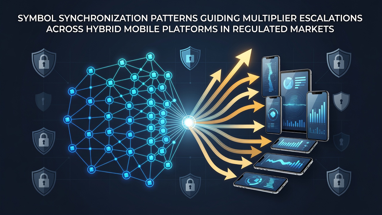 Diagram illustrating symbol synchronization patterns across mobile slot reels with multiplier escalation indicators