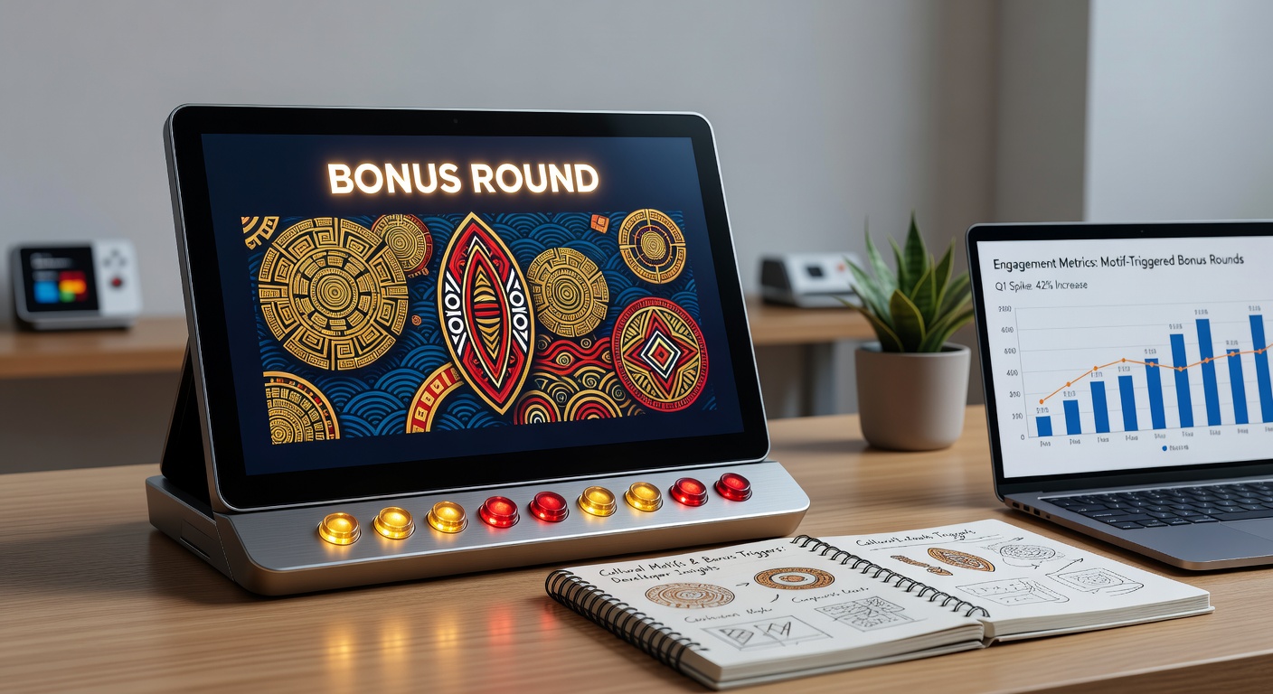 Illustration of cultural motifs like dragons and ancient symbols integrated into mobile slot bonus triggers on portable devices