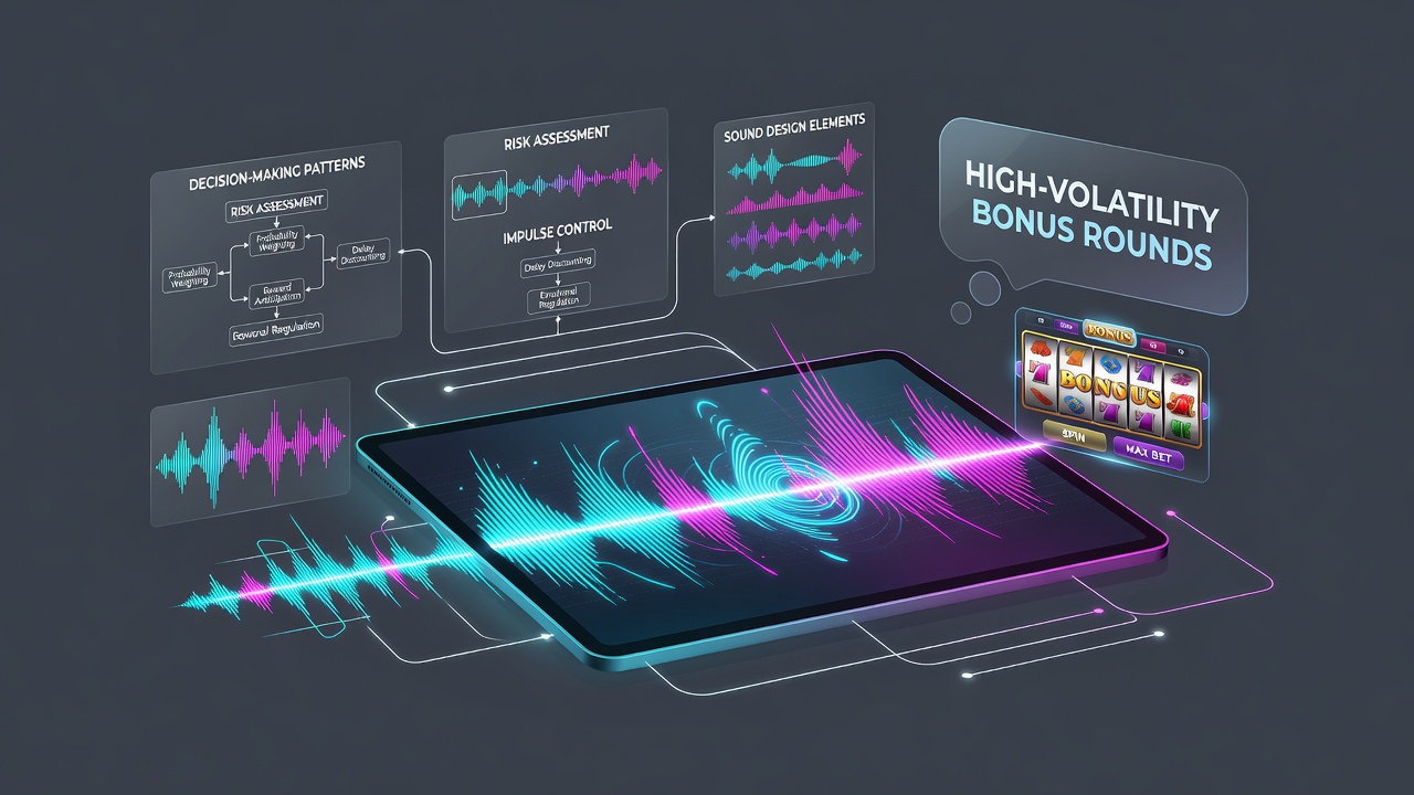 Mobile device screen displaying a high-volatility slot bonus round with layered audio waveforms and player interface elements